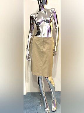 🏖️Summer Sale: Theory Tan / Khaki thick cotton A-Line Skirt - front zip